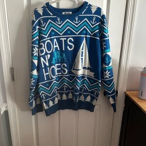 Riot Society Blue and White Nautical Crewneck Sweater